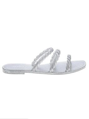 NEW SCHUTZ Diana Braided Jelly Sandals - Silvery Glitter (8B)